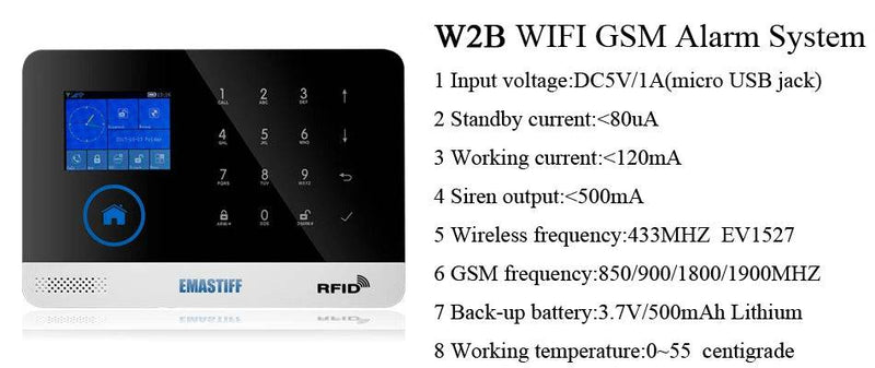 Wireless Tuya APP SIM GSM Home RFID Burglar Security LCD Touch Keyboard WIFI GSM Alarm System Sensor kit Russian,Spanish Voice - Property & Safety Tradings