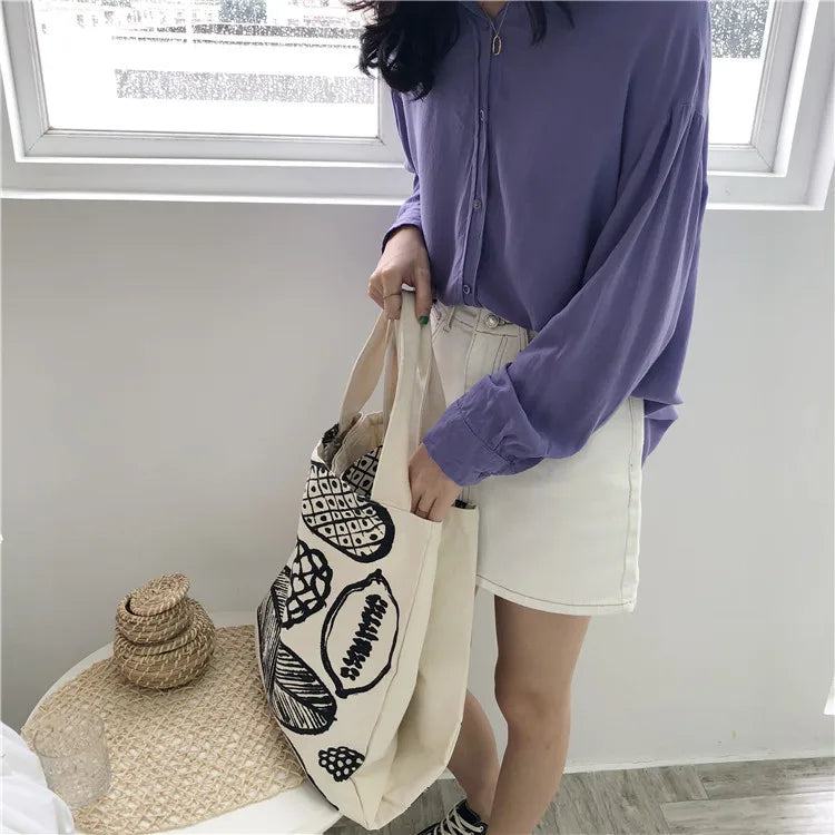 Women Canvas Shoulder Bag Leaf Print Ladies Large Shopping Bags Eco Cotton Linen Cloth Big Handbag Cute Books Tote For Girls - PST PS Tradings