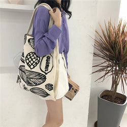 Women Canvas Shoulder Bag Leaf Print Ladies Large Shopping Bags Eco Cotton Linen Cloth Big Handbag Cute Books Tote For Girls - PST PS Tradings