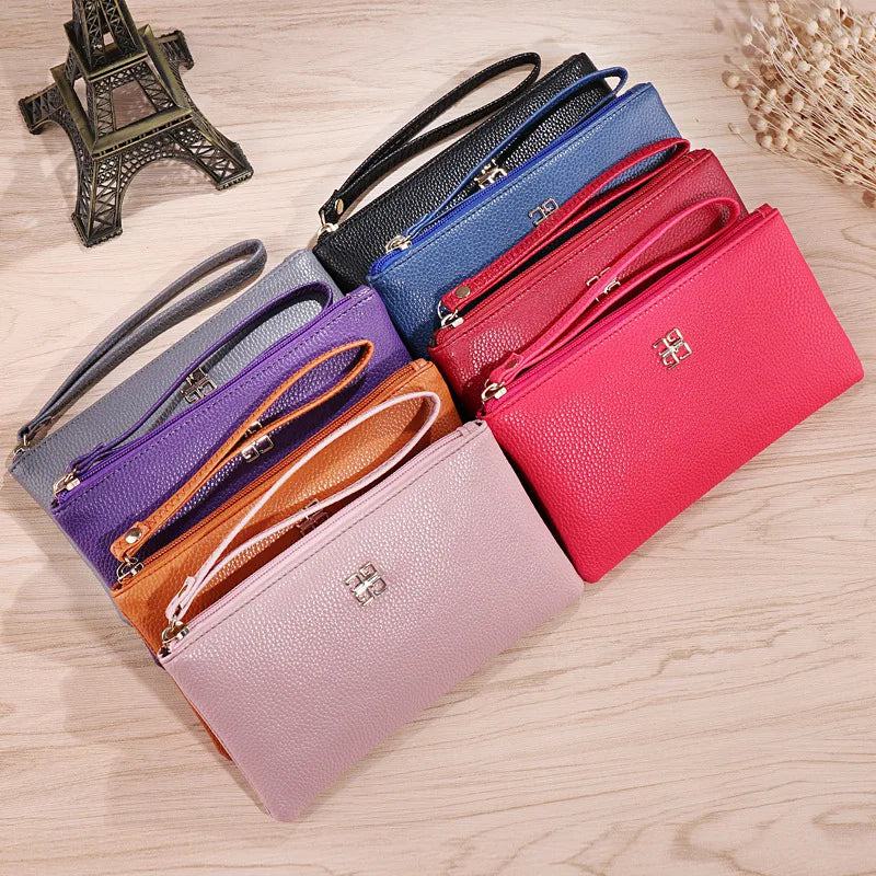 Women Long Casual Wallet Litchi Grain PU Leather Lady Zipper Phone Pocket Credit Card Holder Female Purse Coin Money Bag Clutch - PST PS Tradings