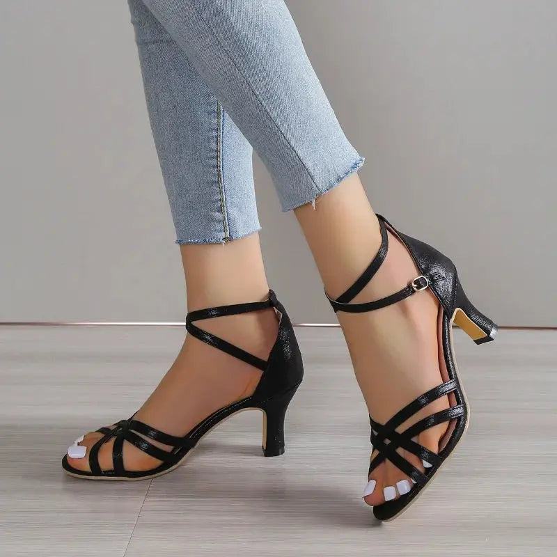 Women's Ankle Strap Gladiator Sandals Women High Heels Cross Straps Gold Sandalias Mujer Summer Shoes Woman 2023 New Sandals - Property & Safety Tradings