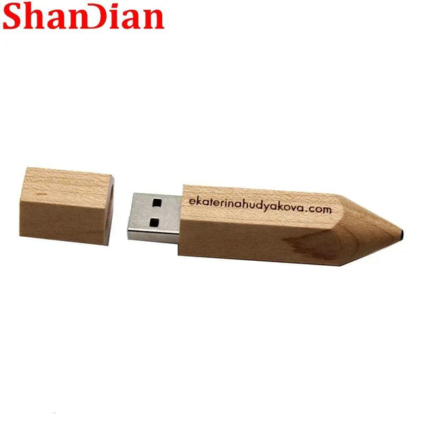 Wooden Pencil USB Flash Drives Free Custom Logo Pen Drive Maple Wood Real Capacity Memory Stick 64GB/32GB/16GB/8G/4G Gift U Disk - PST PS Tradings