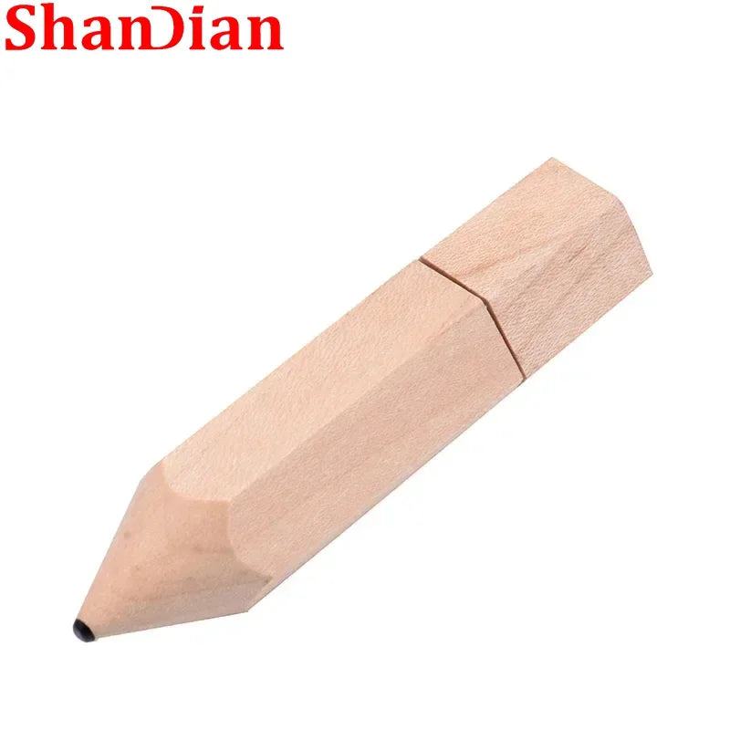 Wooden Pencil USB Flash Drives Free Custom Logo Pen Drive Maple Wood Real Capacity Memory Stick 64GB/32GB/16GB/8G/4G Gift U Disk - PST PS Tradings