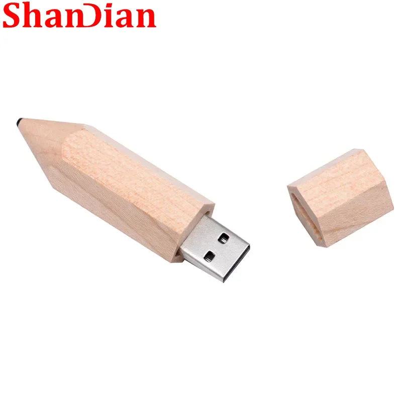 Wooden Pencil USB Flash Drives Free Custom Logo Pen Drive Maple Wood Real Capacity Memory Stick 64GB/32GB/16GB/8G/4G Gift U Disk - PST PS Tradings