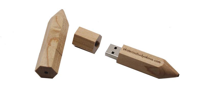 Wooden Pencil USB Flash Drives Free Custom Logo Pen Drive Maple Wood Real Capacity Memory Stick 64GB/32GB/16GB/8G/4G Gift U Disk - PST PS Tradings