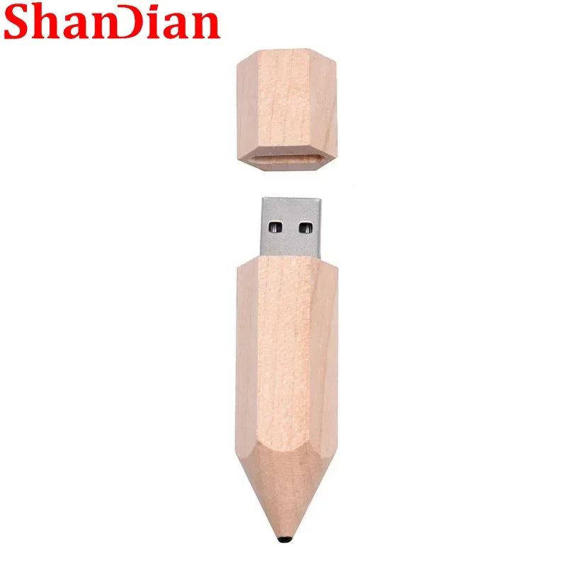 Wooden Pencil USB Flash Drives Free Custom Logo Pen Drive Maple Wood Real Capacity Memory Stick 64GB/32GB/16GB/8G/4G Gift U Disk - PST PS Tradings