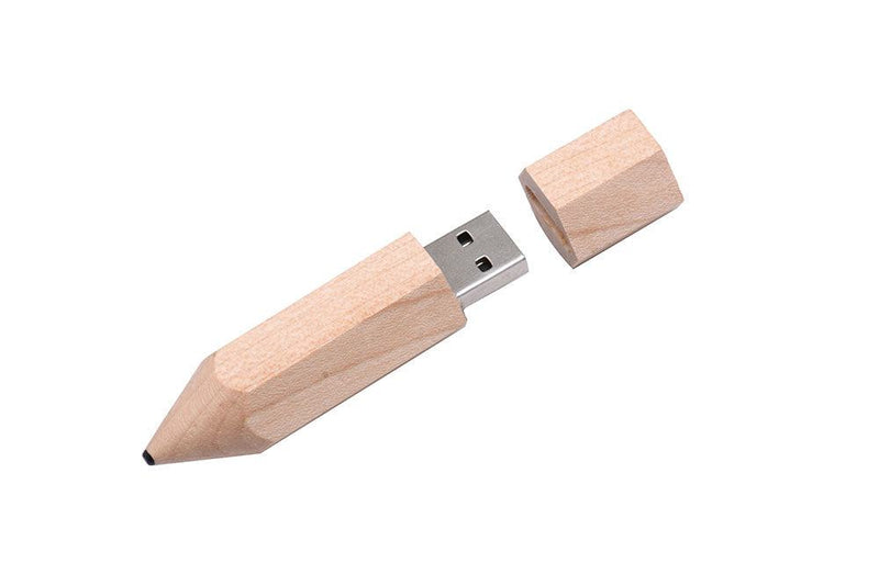 Wooden Pencil USB Flash Drives Free Custom Logo Pen Drive Maple Wood Real Capacity Memory Stick 64GB/32GB/16GB/8G/4G Gift U Disk - PST PS Tradings