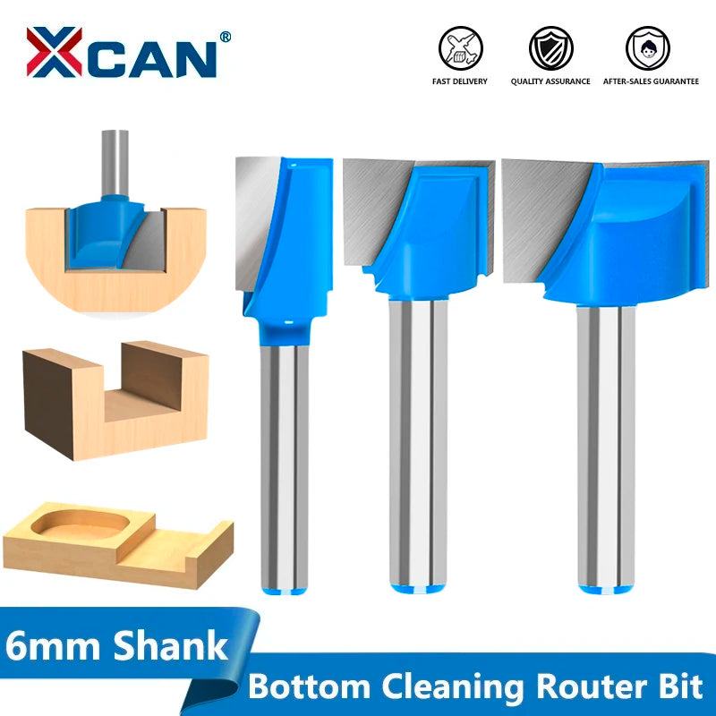 XCAN 1pc 28mm Wood Trimmer Bottom Cleaning Engraving Bits 6mm Shank CNC Milling Cutter Wood Router Bit