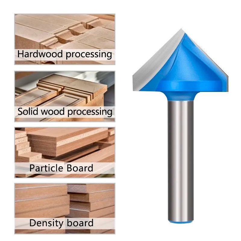 XCAN 1pc 6x22mm 60/90/120/150 Degrees V shape Milling Cutter CNC Engraving Bits Wood Router Bits Wood Milling Trimming 3D Cutter