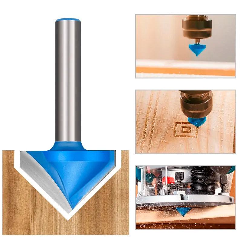 XCAN 1pc 6x22mm 60/90/120/150 Degrees V shape Milling Cutter CNC Engraving Bits Wood Router Bits Wood Milling Trimming 3D Cutter