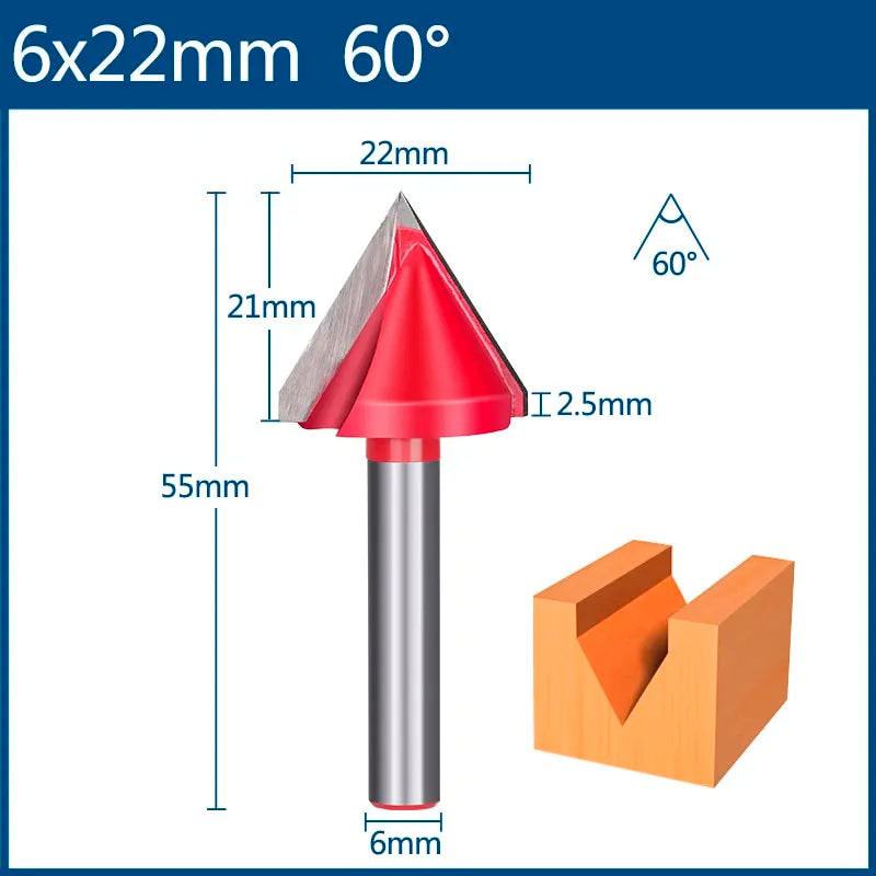 XCAN 6mm Router Bit V shape Groove Milling Cutter Carbide Engraving Bit Woodworking Cutter