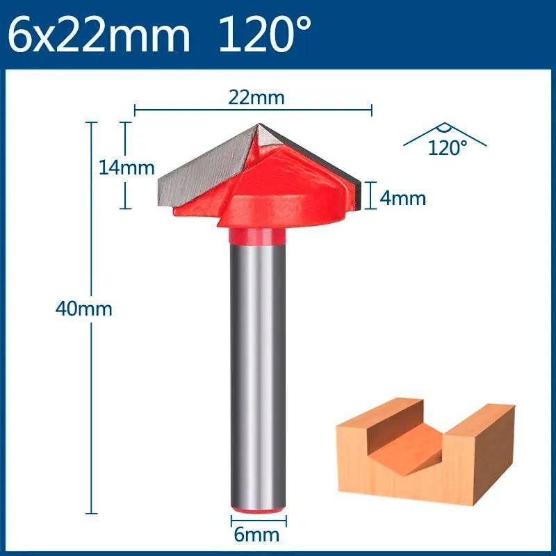 XCAN 6mm Router Bit V shape Groove Milling Cutter Carbide Engraving Bit Woodworking Cutter