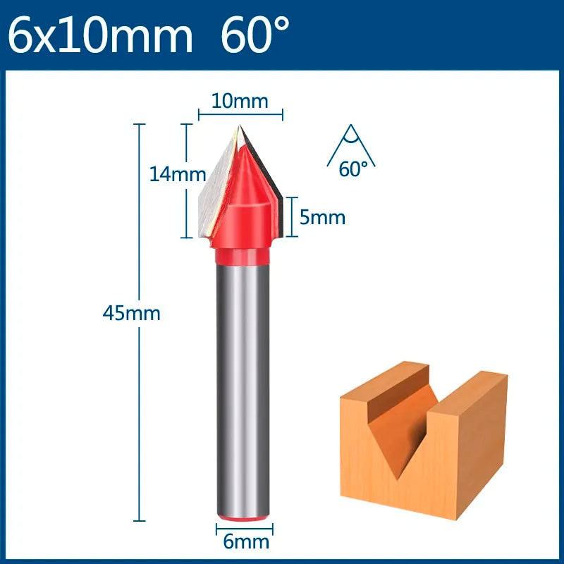 XCAN 6mm Router Bit V shape Groove Milling Cutter Carbide Engraving Bit Woodworking Cutter