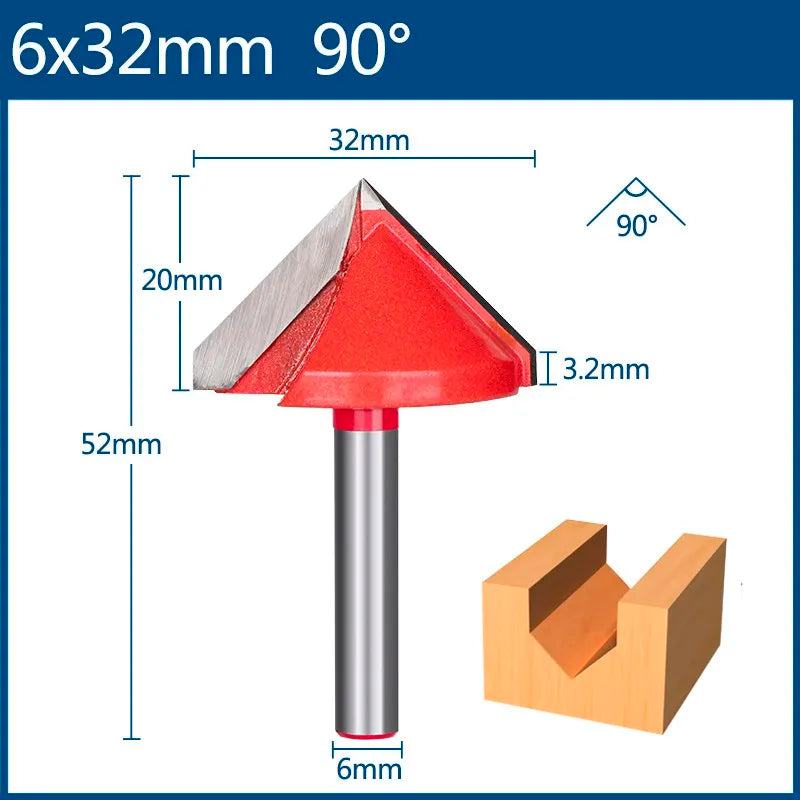 XCAN 6mm Router Bit V shape Groove Milling Cutter Carbide Engraving Bit Woodworking Cutter