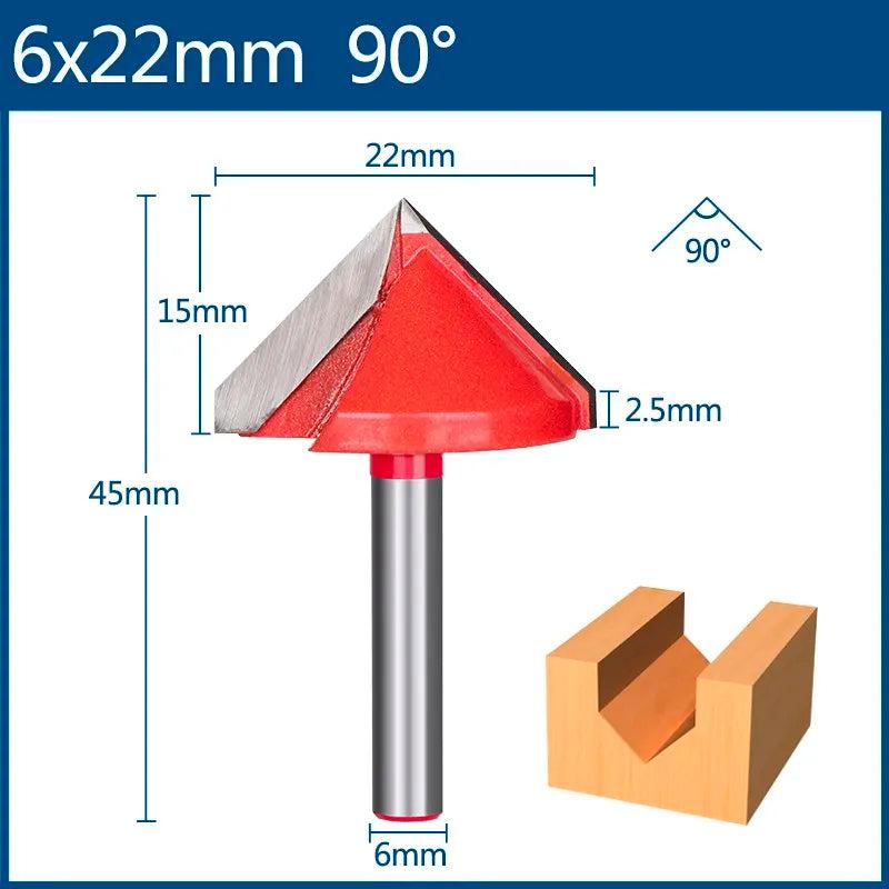 XCAN 6mm Router Bit V shape Groove Milling Cutter Carbide Engraving Bit Woodworking Cutter