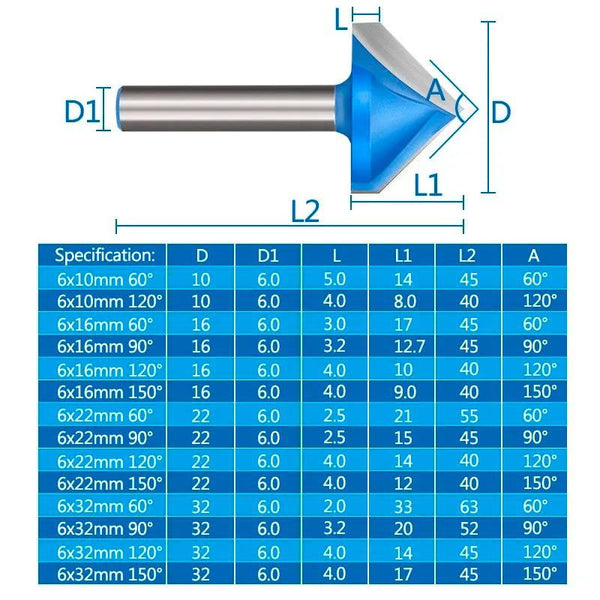 XCAN 6mm Router Bit V shape Groove Milling Cutter Carbide Engraving Bit Woodworking Cutter