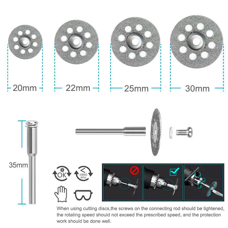 XCAN Diamond Saw Blade Diamond Cut off Disc for Dremel Rotary Tools 20mm 22mm 25mm 30mm With Mandrel Mini Cutting Disc - PST PS Tradings  PST PS Tradings