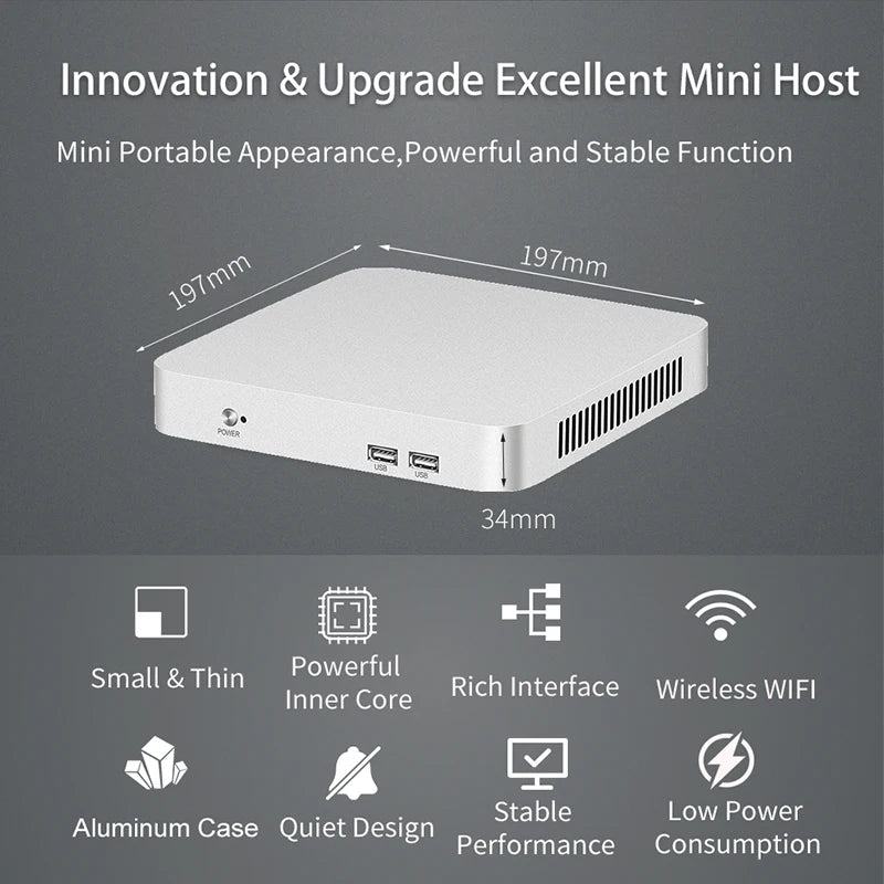 XCY Mini PC Intel Core i5 4200U 3317U i7 4500U J1900 Win10 Win11 Linux Ubuntu Office Desktop HTPC Personal Computer