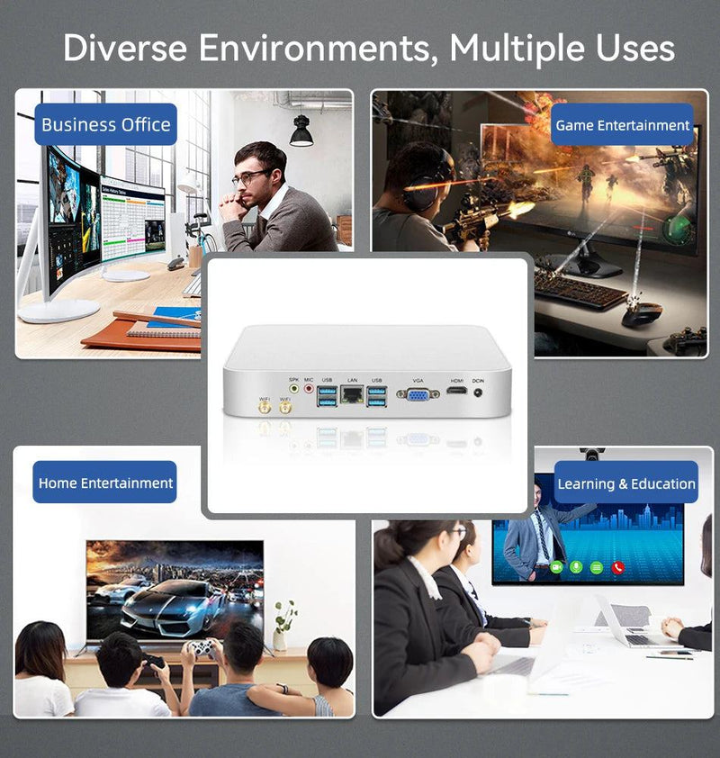 XCY Mini PC Intel Core i5 4200U 3317U i7 4500U J1900 Win10 Win11 Linux Ubuntu Office Desktop HTPC Personal Computer