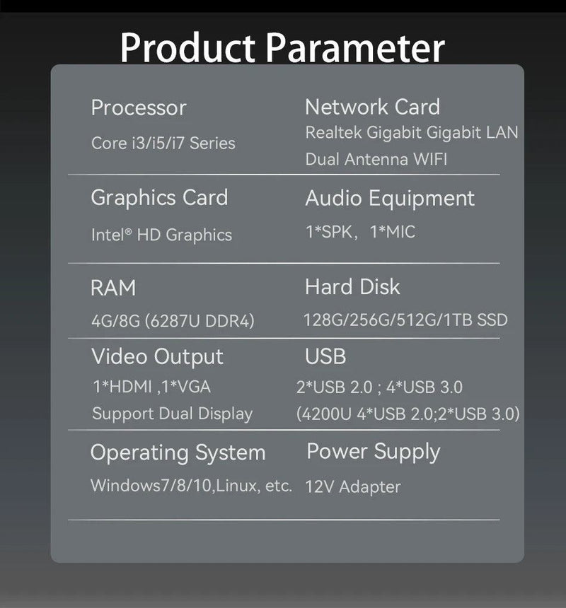 XCY Mini PC Intel Core i5 4200U 3317U i7 4500U J1900 Win10 Win11 Linux Ubuntu Office Desktop HTPC Personal Computer