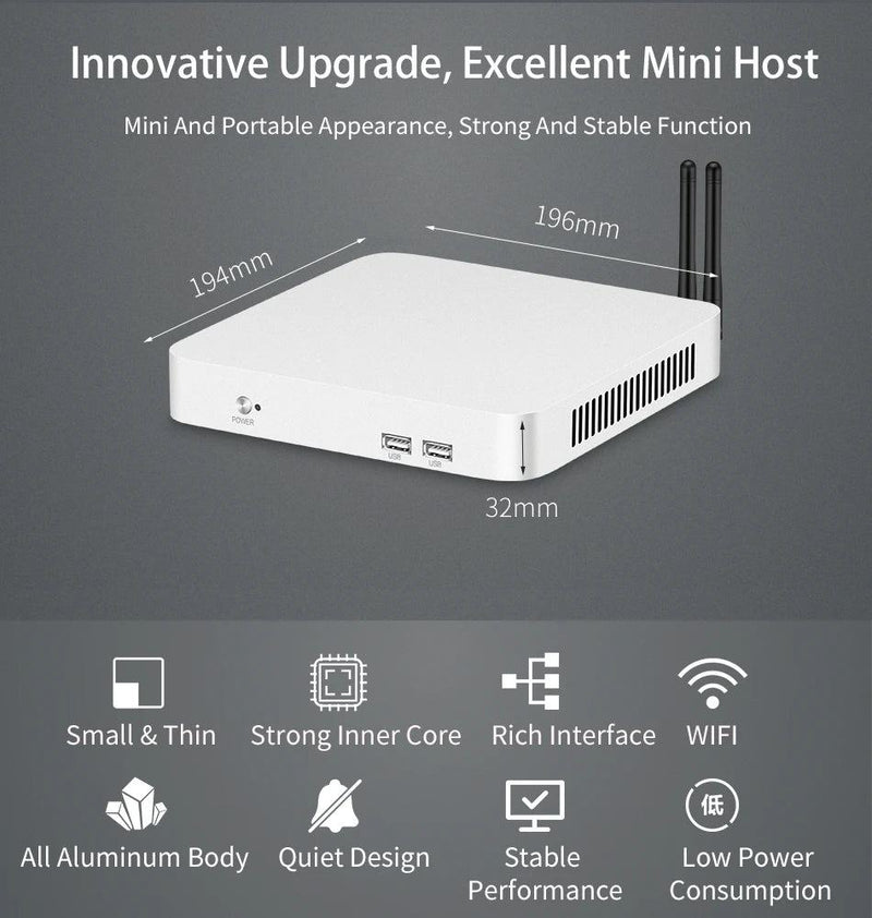 XCY Mini PC Intel Core i5 4200U 3317U i7 4500U J1900 Win10 Win11 Linux Ubuntu Office Desktop HTPC Personal Computer