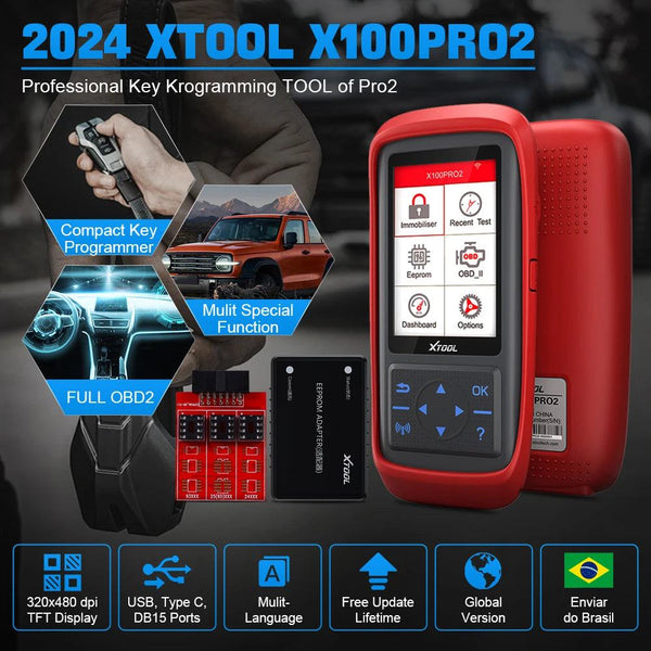 XTOOL X100 Pro2 OBD2 Automotive Scanner Key Programmer with EEPROM Adapter Code Reader Car Diagnostic Tools Lifetime Free Update - PST PS Tradings