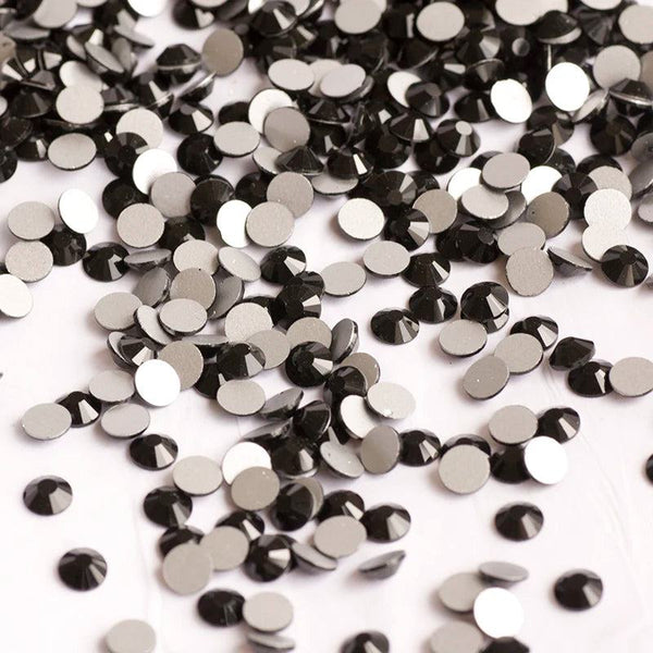 YANRUO 2058NoHF SS3-SS40 Jet Flat Back Stone Glue On Crystal Strass Non Hotfix Black Rhinestone For Nail Art - PST PS Tradings