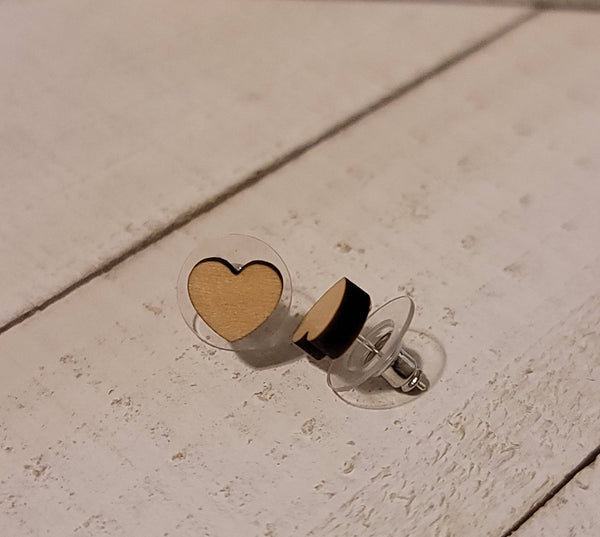 Mini Wood Heart Stud Earrings - Property & Safety Tradings